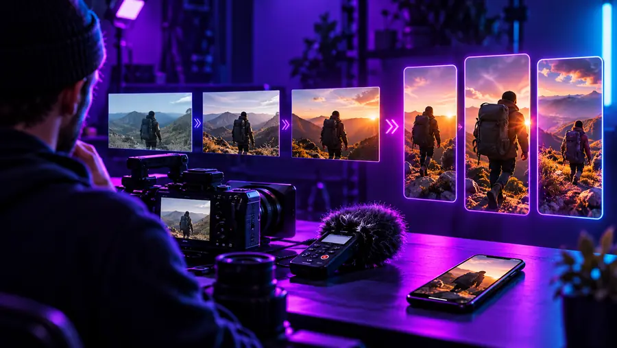 Chronologie vidéo illustrative avec des clips disposés pour le montage